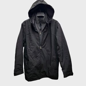 Weatherproof Ultra Tech Hooded Jacket Mens Large Black Water Wind Resistant